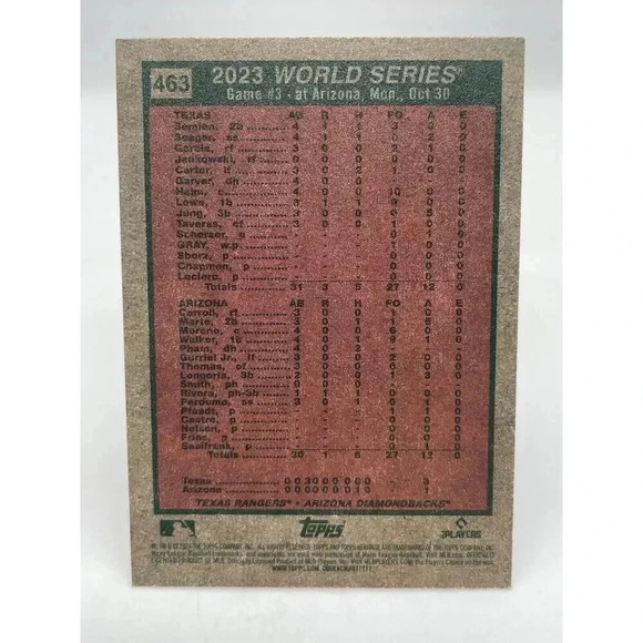 2024 Topps Heritage Baseball World Series 2023 Corey Seager #463 Texas Rangers‎ - Picture 2 of 2